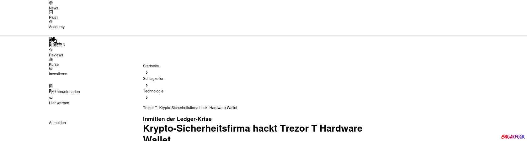 Read the full Article:  ⭲ Trezor T: Krypto-Sicherheitsfirma hackt Hardware Wallet