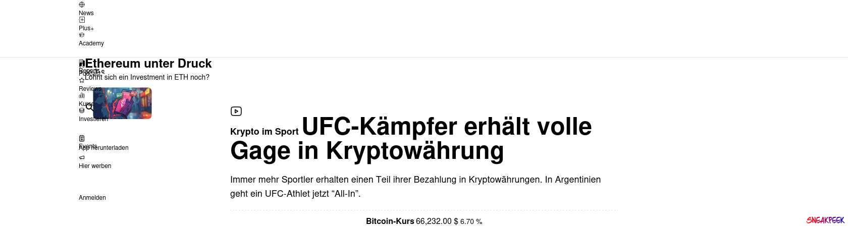 Read the full Article:  ⭲ Krypto im Sport: UFC-Kämpfer erhält volle Gage in Kryptowährung