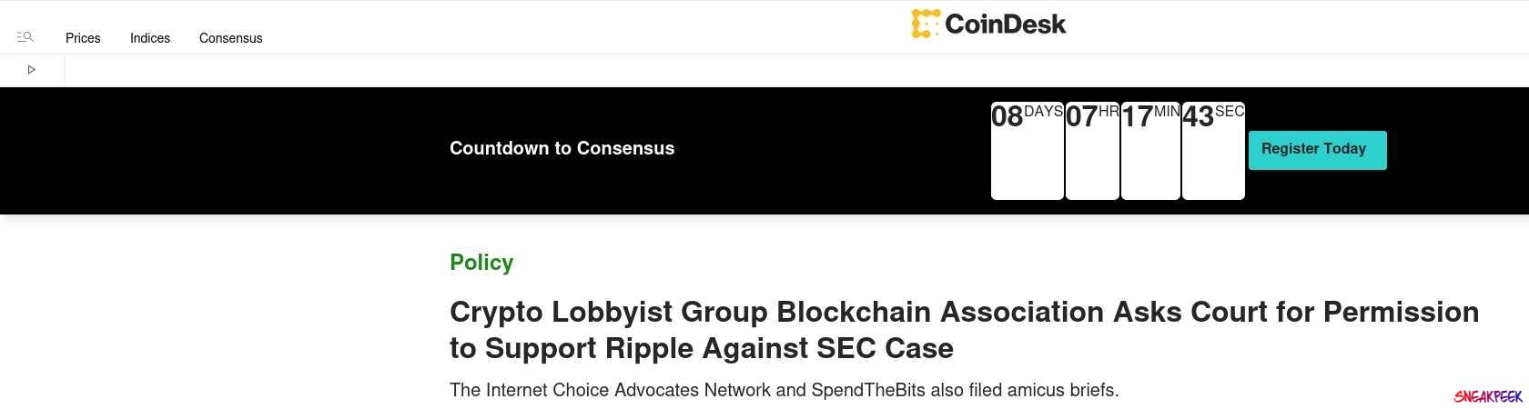 Read the full Article:  ⭲ Crypto Lobbyist Group Blockchain Association Asks Court for Permission to Support Ripple Against SEC Case