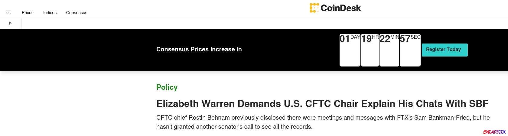 Read the full Article:  ⭲ Elizabeth Warren Demands U.S. CFTC Chair Explain His Chats With SBF