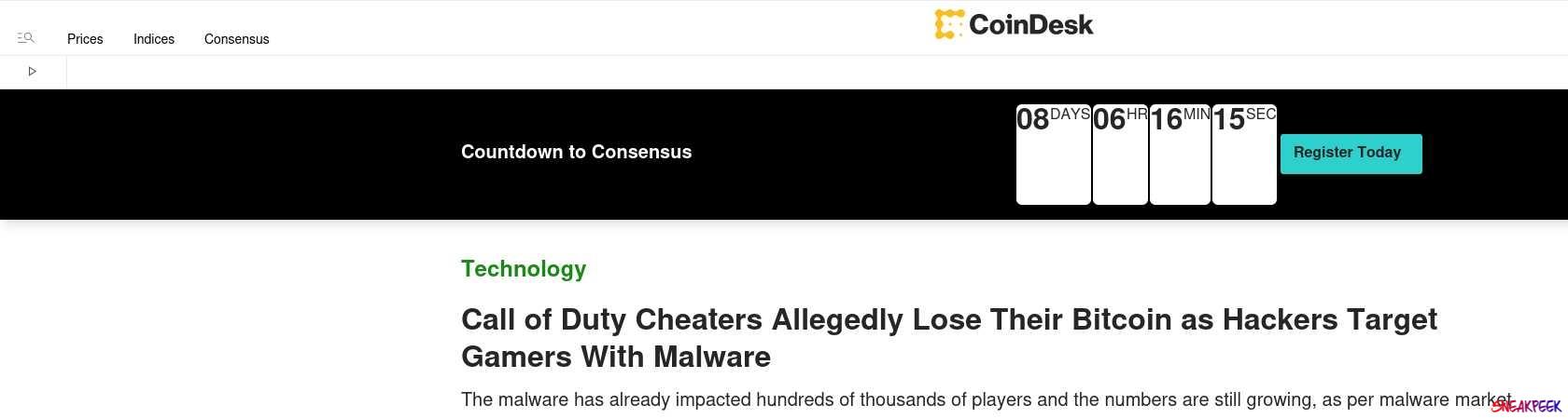 Read the full Article:  ⭲ Call of Duty Cheaters Allegedly Lose Their Bitcoin as Hackers Target Gamers With Malware