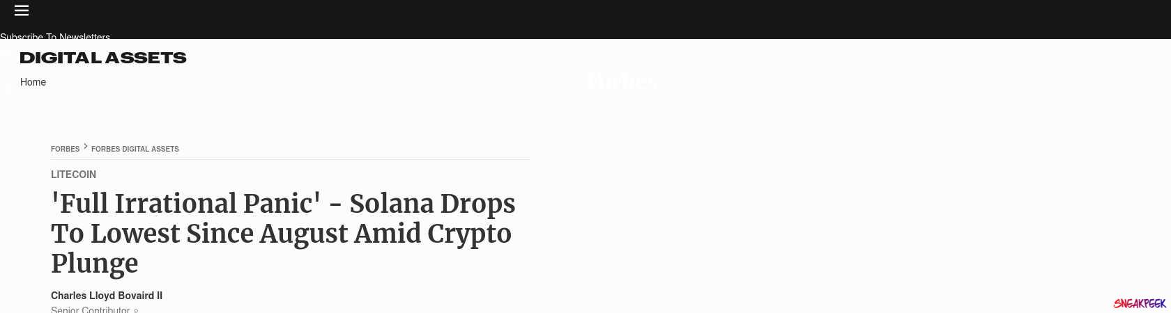 Read the full Article:  ⭲ 'Full Irrational Panic' - Solana Drops To Lowest Since August Amid Crypto Plunge