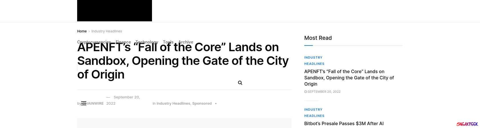 Read the full Article:  ⭲ APENFT’s “Fall of the Core” Lands on Sandbox, Opening the Gate of the City of Origin