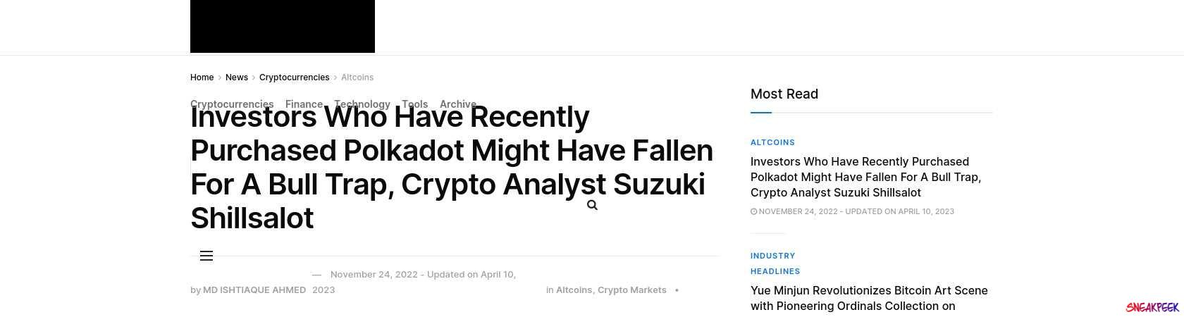 Read the full Article:  ⭲ Investors Who Have Recently Purchased Polkadot Might Have Fallen For A Bull Trap, Crypto Analyst Suzuki Shillsalot