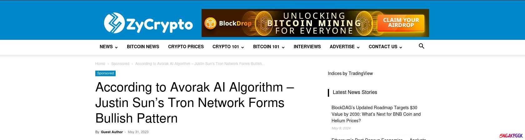 Read the full Article:  ⭲ According to Avorak AI Algorithm – Justin Sun’s Tron Network Forms Bullish Pattern