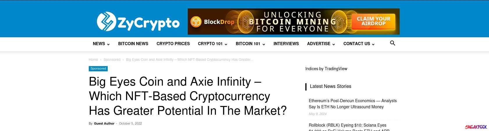 Read the full Article:  ⭲ Big Eyes Coin and Axie Infinity – Which NFT-Based Cryptocurrency Has Greater Potential In The Market?