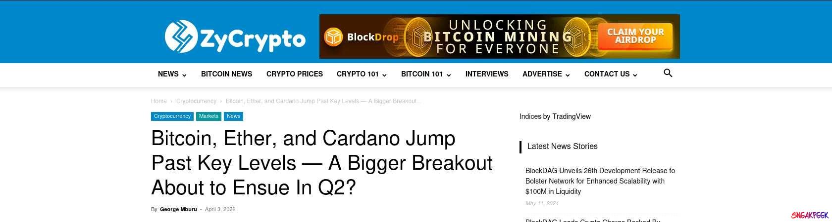 Read the full Article:  ⭲ Bitcoin, Ether, and Cardano Jump Past Key Levels — A Bigger Breakout About to Ensue In Q2?
