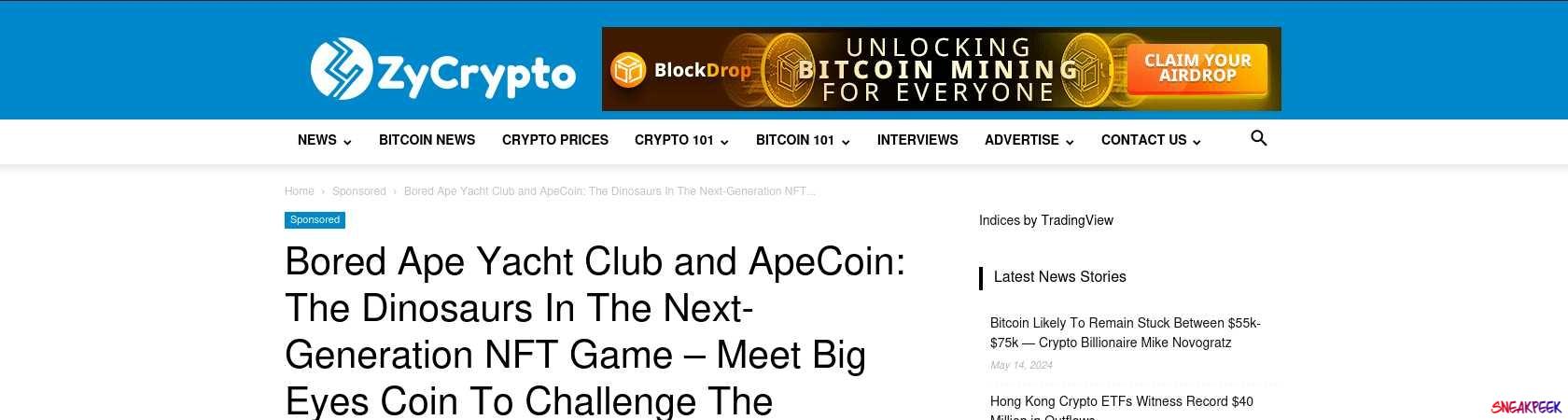 Read the full Article:  ⭲ Bored Ape Yacht Club and ApeCoin: The Dinosaurs In The Next-Generation NFT Game – Meet Big Eyes Coin To Challenge The Narrative