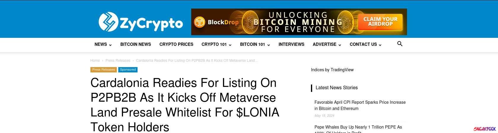 Read the full Article:  ⭲ Cardalonia Readies For Listing On P2PB2B As It Kicks Off Metaverse Land Presale Whitelist For $LONIA Token Holders