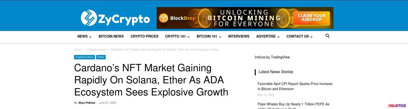 Read the full Article:  ⭲ Cardano’s NFT Market Gaining Rapidly On Solana, Ether As ADA Ecosystem Sees Explosive Growth