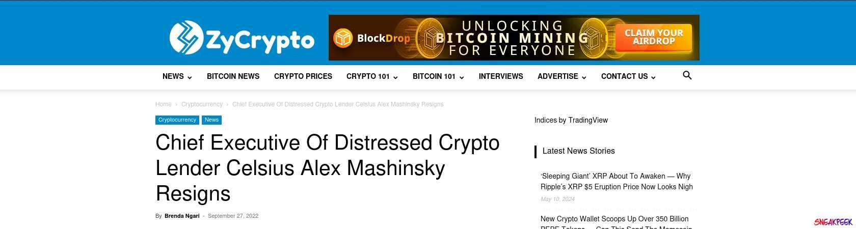 Read the full Article:  ⭲ Chief Executive Of Distressed Crypto Lender Celsius Alex Mashinsky Resigns