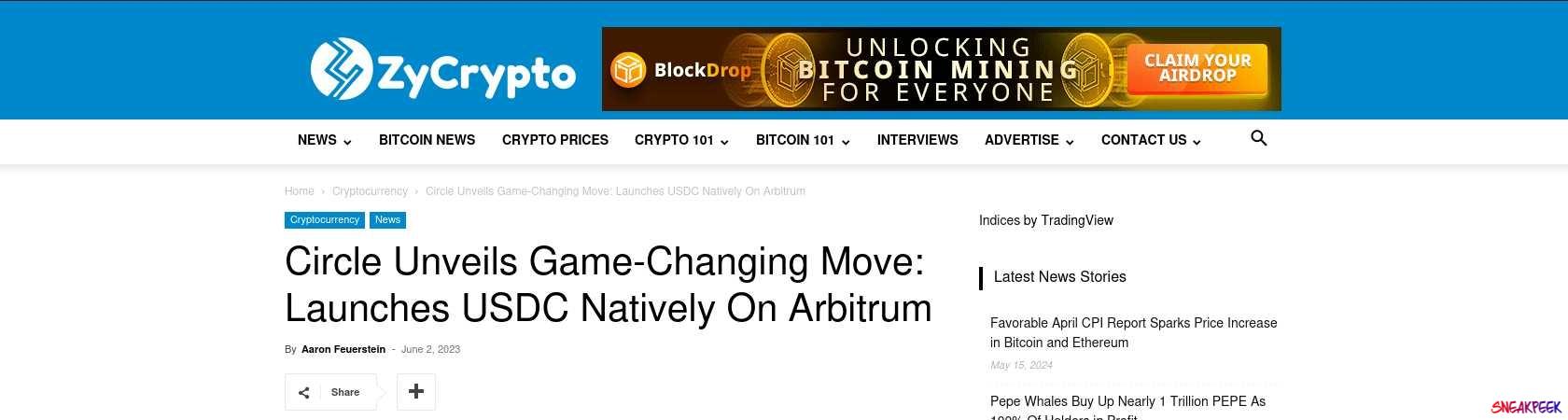 Read the full Article:  ⭲ Circle Unveils Game-Changing Move: Launches USDC Natively On Arbitrum