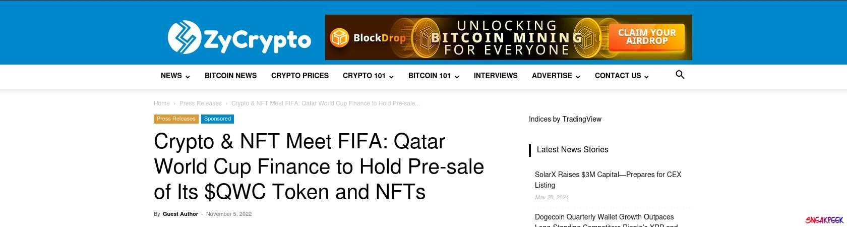 Read the full Article:  ⭲ Crypto & NFT Meet FIFA: Qatar World Cup Finance to Hold Pre-sale of Its $QWC Token and NFTs