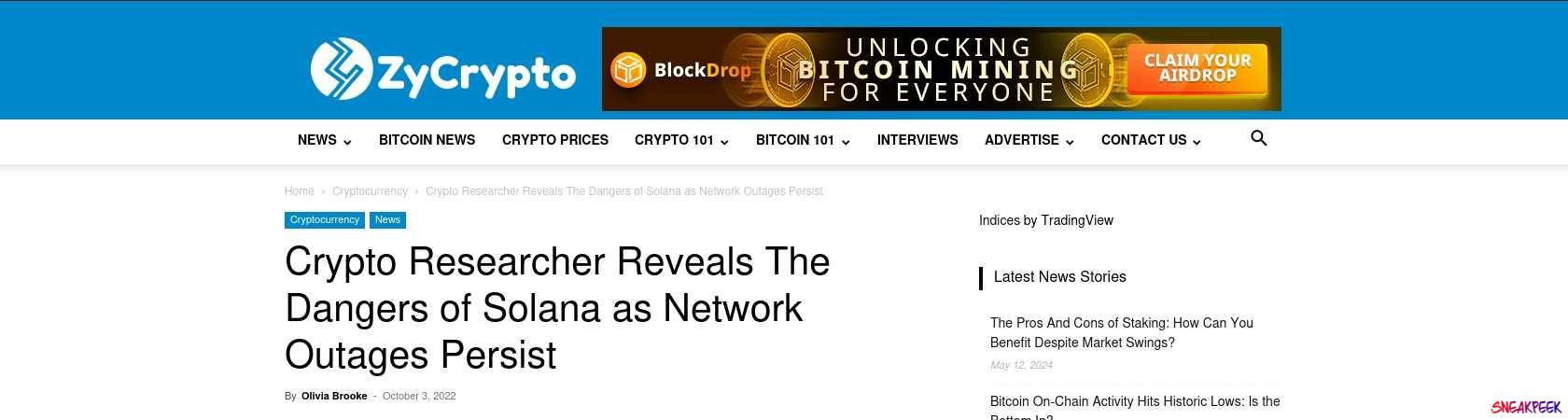 Read the full Article:  ⭲ Crypto Researcher Reveals The Dangers of Solana as Network Outages Persist