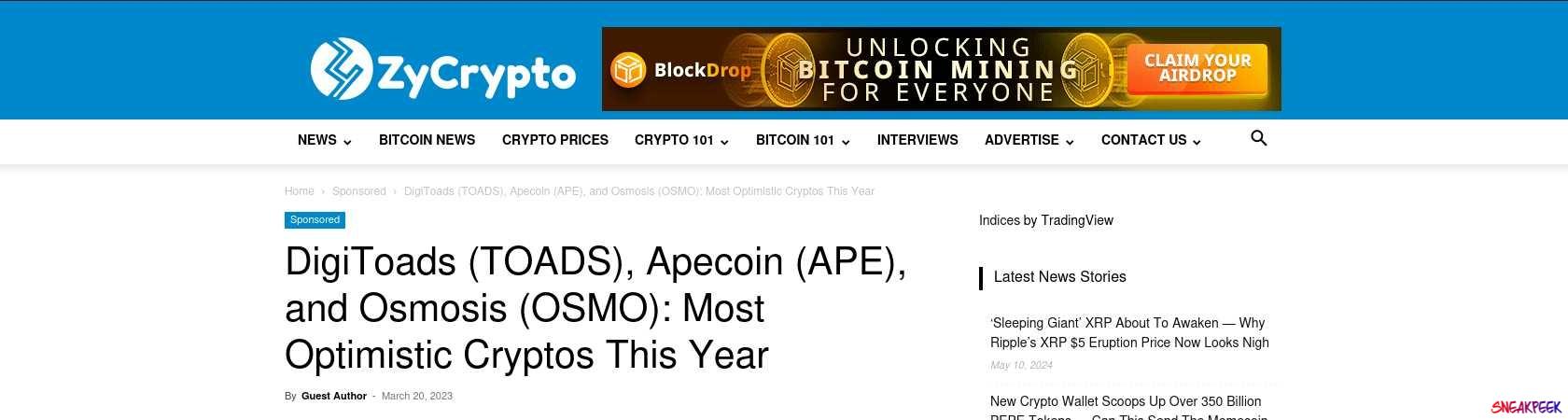 Read the full Article:  ⭲ DigiToads (TOADS), Apecoin (APE), and Osmosis (OSMO): Most Optimistic Cryptos This Year