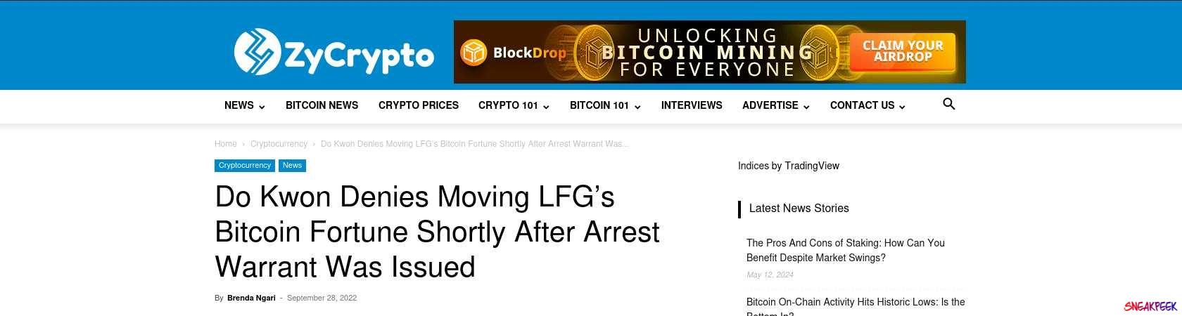 Read the full Article:  ⭲ Do Kwon Denies Moving LFG’s Bitcoin Fortune Shortly After Arrest Warrant Was Issued