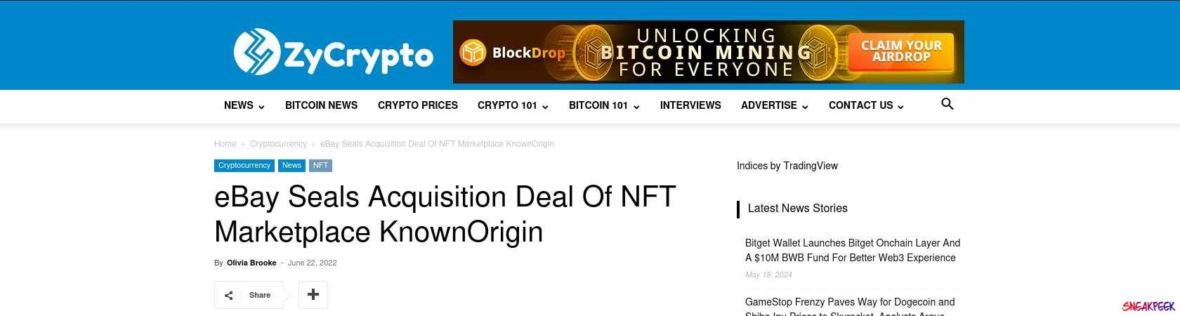 Read the full Article:  ⭲ eBay Seals Acquisition Deal Of NFT Marketplace KnownOrigin