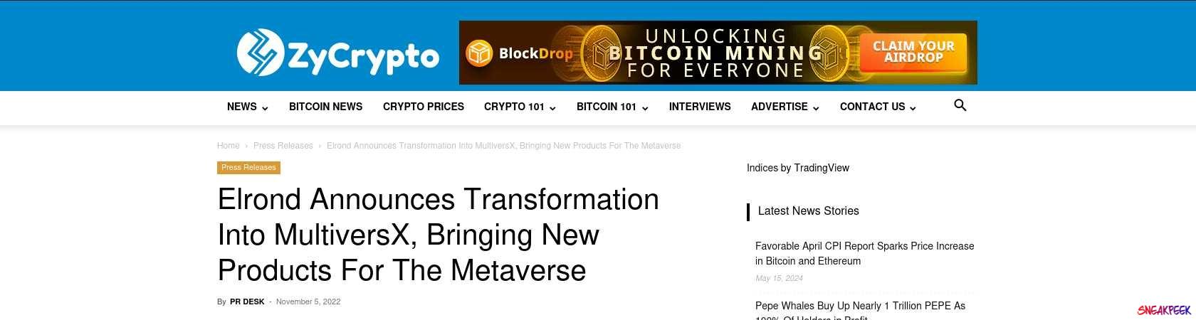 Read the full Article:  ⭲ Elrond Announces Transformation Into MultiversX, Bringing New Products For The Metaverse