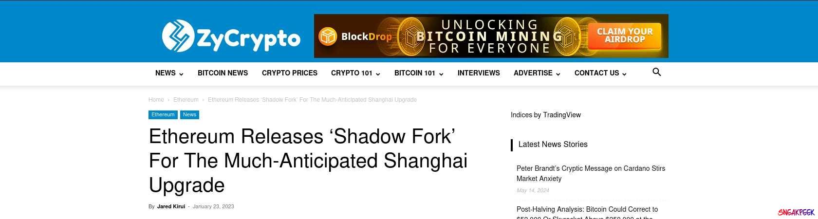 Read the full Article:  ⭲ Ethereum Releases ‘Shadow Fork’ For The Much-Anticipated Shanghai Upgrade