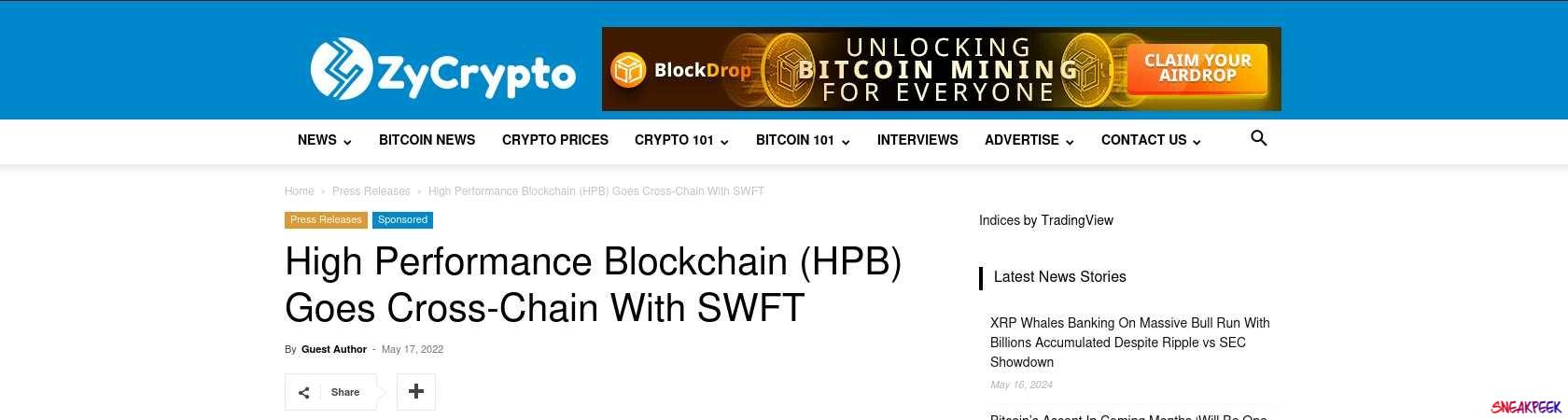 Read the full Article:  ⭲ High Performance Blockchain (HPB) Goes Cross-Chain With SWFT