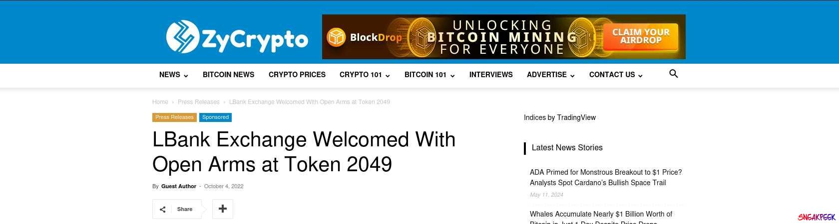 Read the full Article:  ⭲ LBank Exchange Welcomed With Open Arms at Token 2049