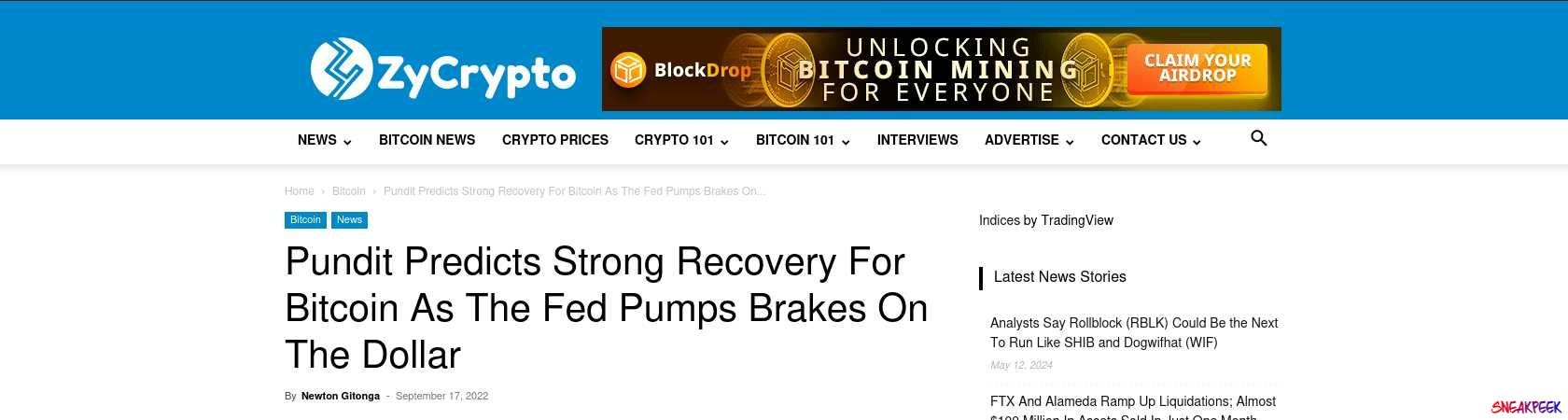 Read the full Article:  ⭲ Pundit Predicts Strong Recovery For Bitcoin As The Fed Pumps Brakes On The Dollar