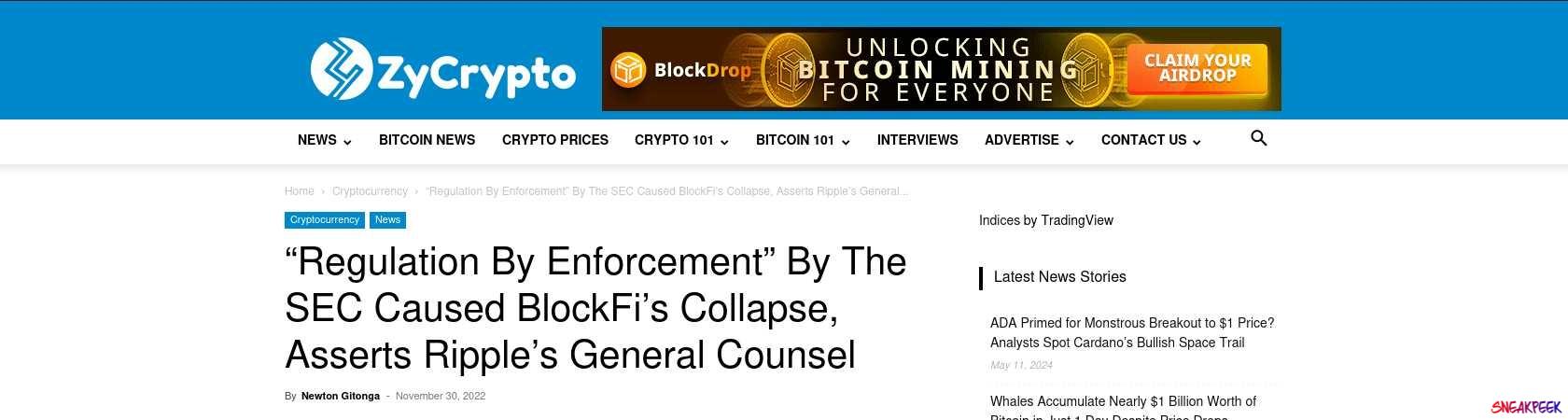Read the full Article:  ⭲ “Regulation By Enforcement” By The SEC Caused BlockFi’s Collapse, Asserts Ripple’s General Counsel