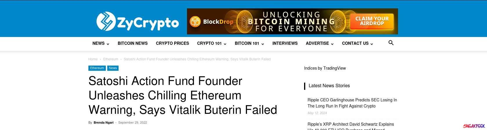 Read the full Article:  ⭲ Satoshi Action Fund Founder Unleashes Chilling Ethereum Warning, Says Vitalik Buterin Failed
