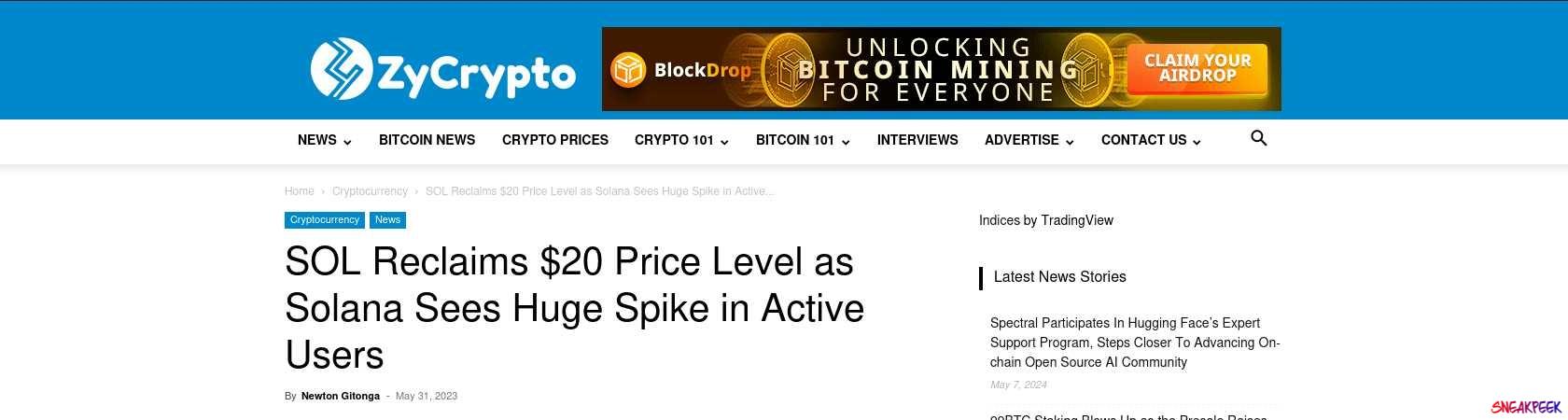 Read the full Article:  ⭲ SOL Reclaims $20 Price Level as Solana Sees Huge Spike in Active Users