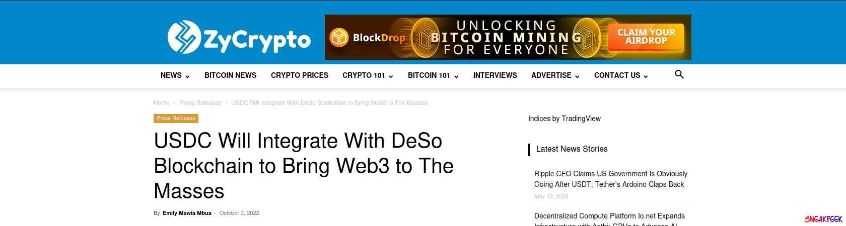 Read the full Article:  ⭲ USDC Will Integrate With DeSo Blockchain to Bring Web3 to The Masses