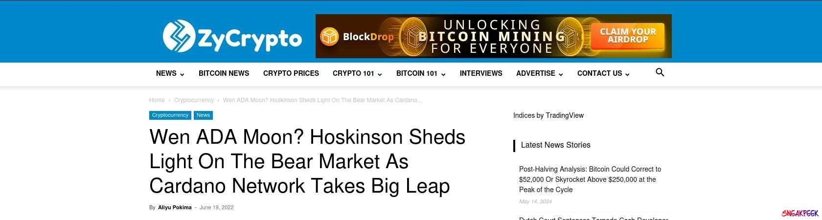 Read the full Article:  ⭲ Wen ADA Moon? Hoskinson Sheds Light On The Bear Market As Cardano Network Takes Big Leap