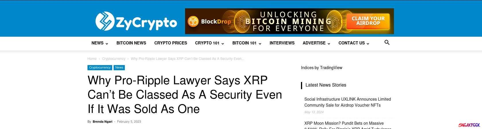 Read the full Article:  ⭲ Why Pro-Ripple Lawyer Says XRP Can’t Be Classed As A Security Even If It Was Sold As One