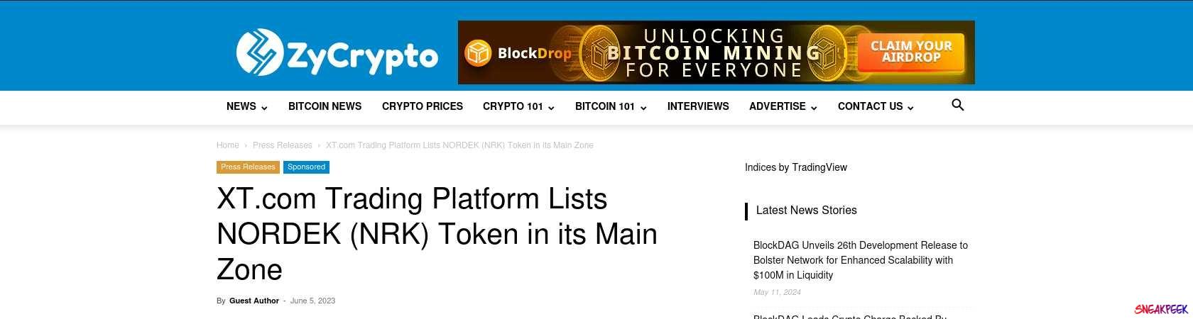 Read the full Article:  ⭲ XT.com Trading Platform Lists NORDEK (NRK) Token in its Main Zone